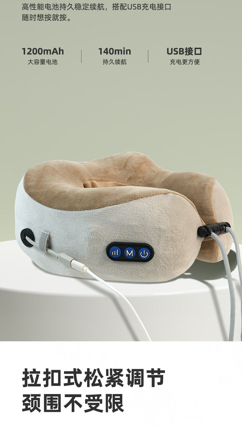 Multifunctional U-Shaped Pillow Memory Foam Portable Car Travel Electric Neck Cervical Spine Massager U-Shaped Massage Pillow