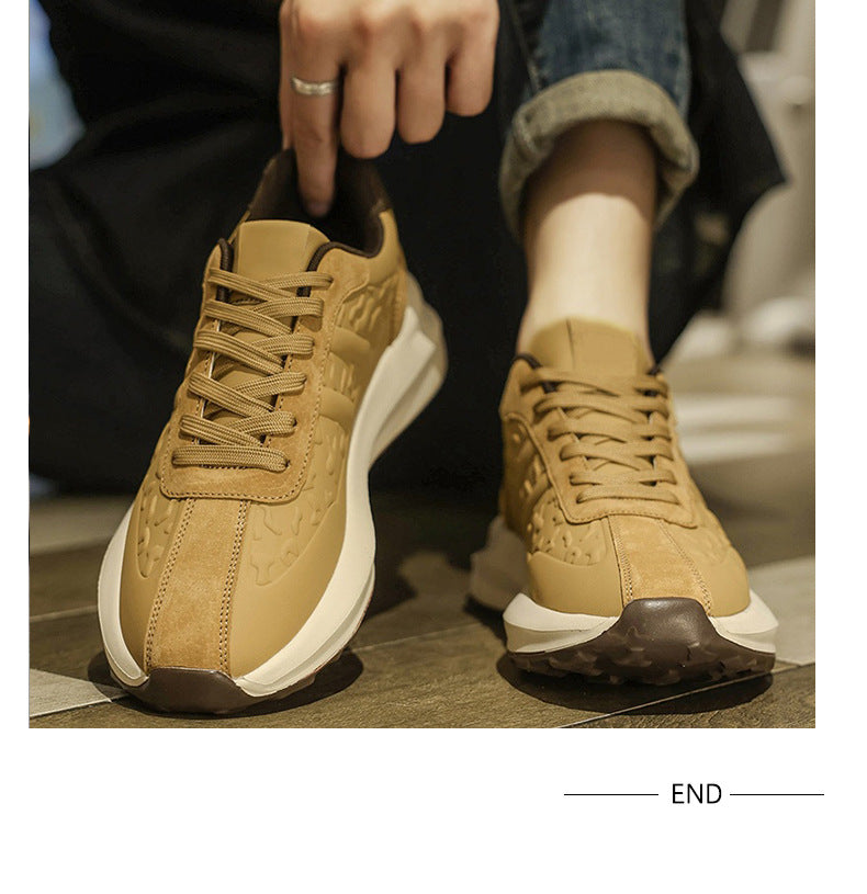 Men's Shoes Cross-Border New Leather Trendy Shoes Men's Fashion Casual Outdoor Running Shoes Men's Sports Shoes Dad Shoes