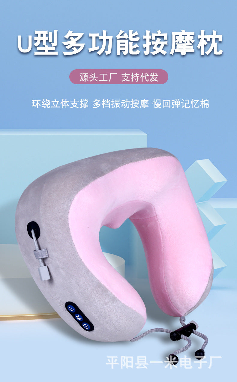 Household Massage U-shaped Pillow Memory Foam Portable Car Travel Electric Neck Cervical Massager U-shaped Massage Pillow