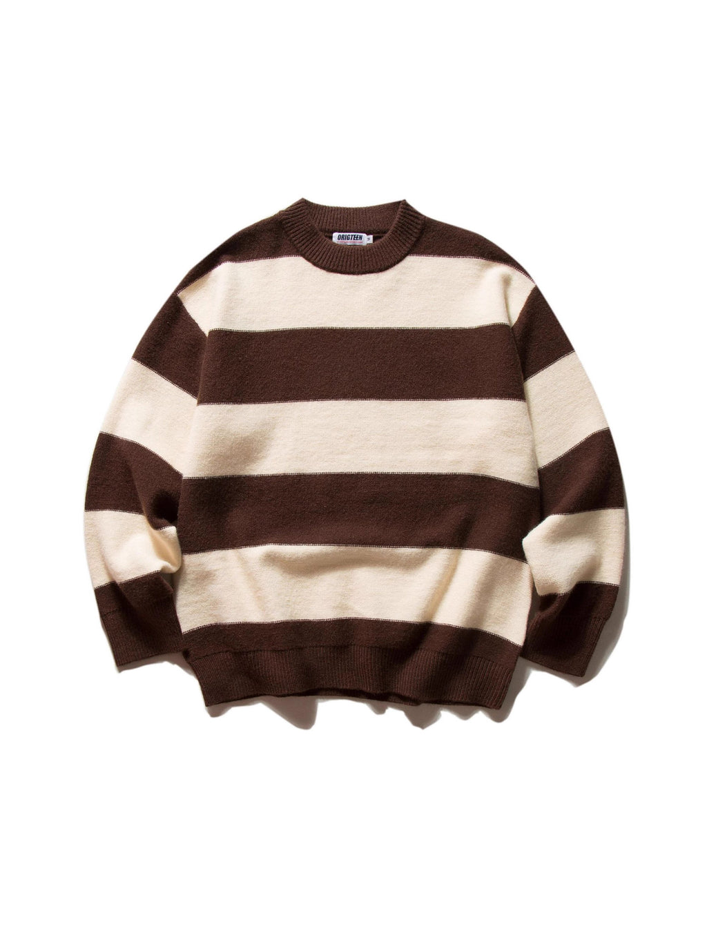 Mr. Song's Cross-Border Japanese Style Trendy Thick Striped Pullover Crew Neck Sweater Retro Color-Blocking Couple Knitwear for Men and Women