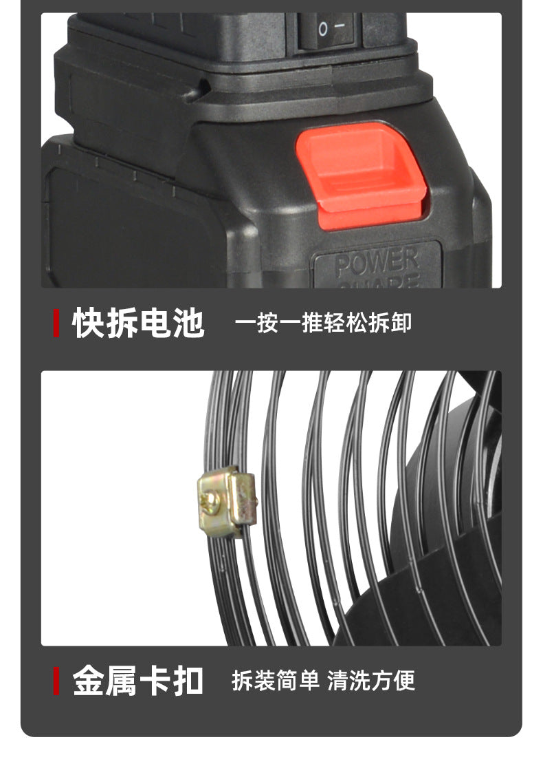 Cross-Border Trade Portable Lithium Battery Fan 8inch Metal Model for Home, Outdoor Camping, Fishing, High Air Volume