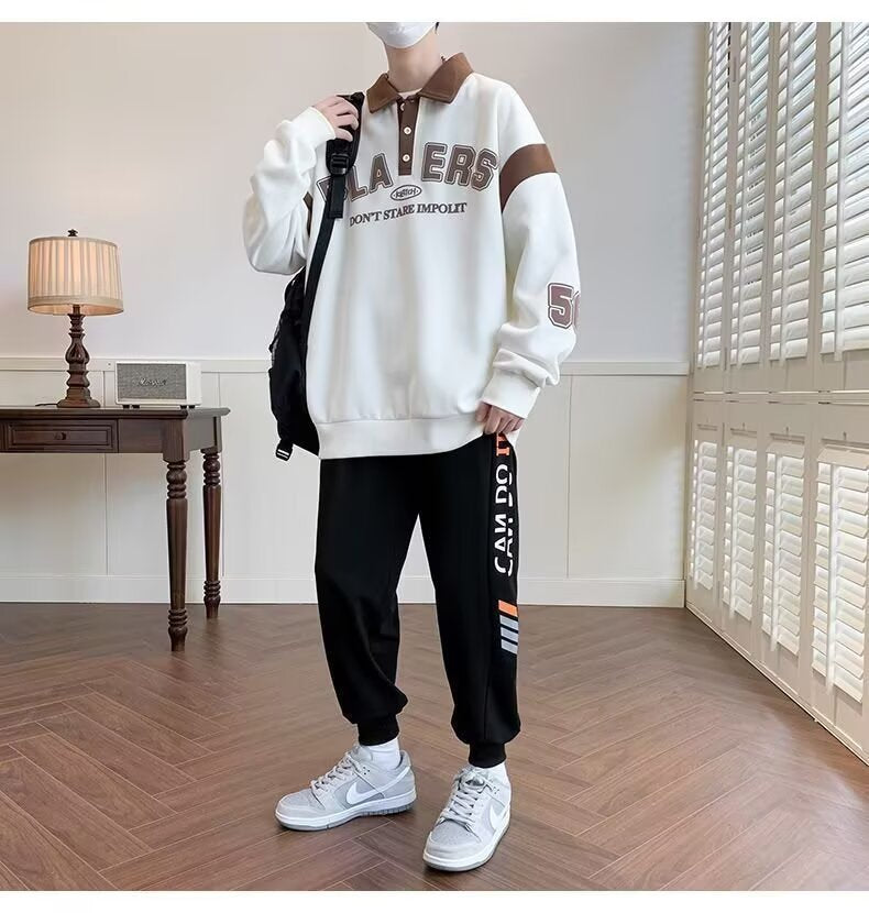 Trendy and Stylish Thin Sweatshirt with an Artistic and Simple Harajuku Japanese Style, Versatile New Popular Lazy Style