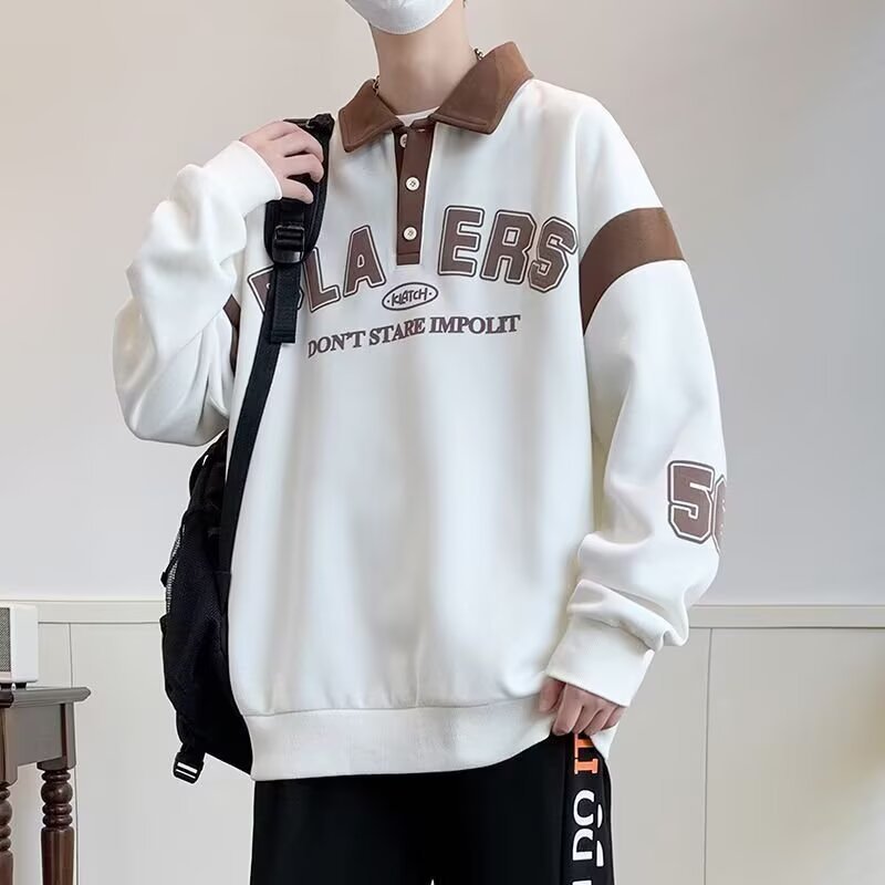 Trendy and Stylish Thin Sweatshirt with an Artistic and Simple Harajuku Japanese Style, Versatile New Popular Lazy Style