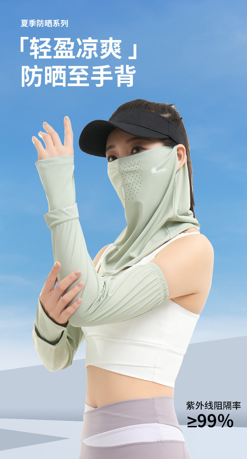 Summer New Breathable Ice Silk Sunscreen Mask Cycling Sunshade Anti-Uv Face Kini Neck Integrated Sunscreen Mask