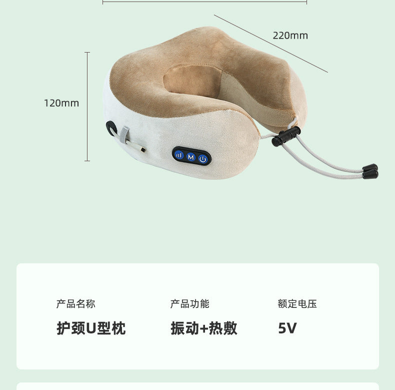 Multifunctional U-Shaped Pillow Memory Foam Portable Car Travel Electric Neck Cervical Spine Massager U-Shaped Massage Pillow