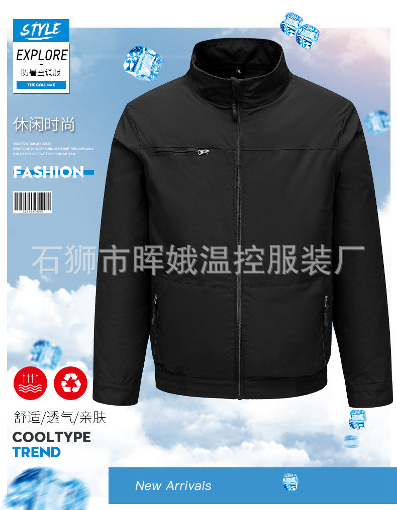 Cross-Border New Smart Air-Conditioned Clothing Porous Fan Stand Collar Workwear Outdoor Work Uniform Labor Protection Duty Fan Clothing