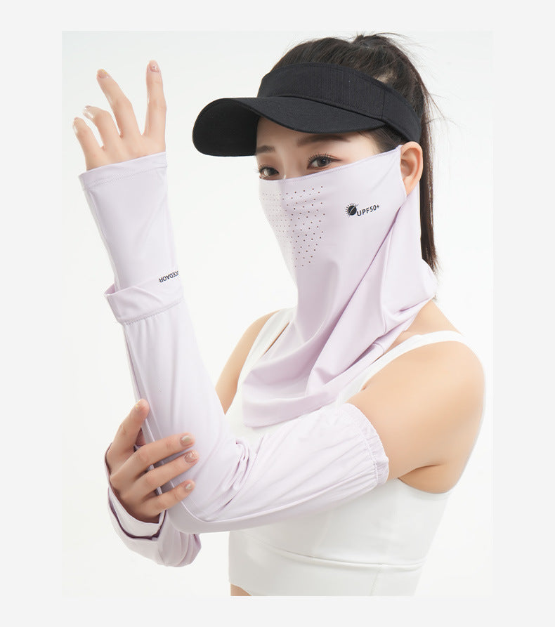 Summer New Breathable Ice Silk Sunscreen Mask Cycling Sunshade Anti-Uv Face Kini Neck Integrated Sunscreen Mask