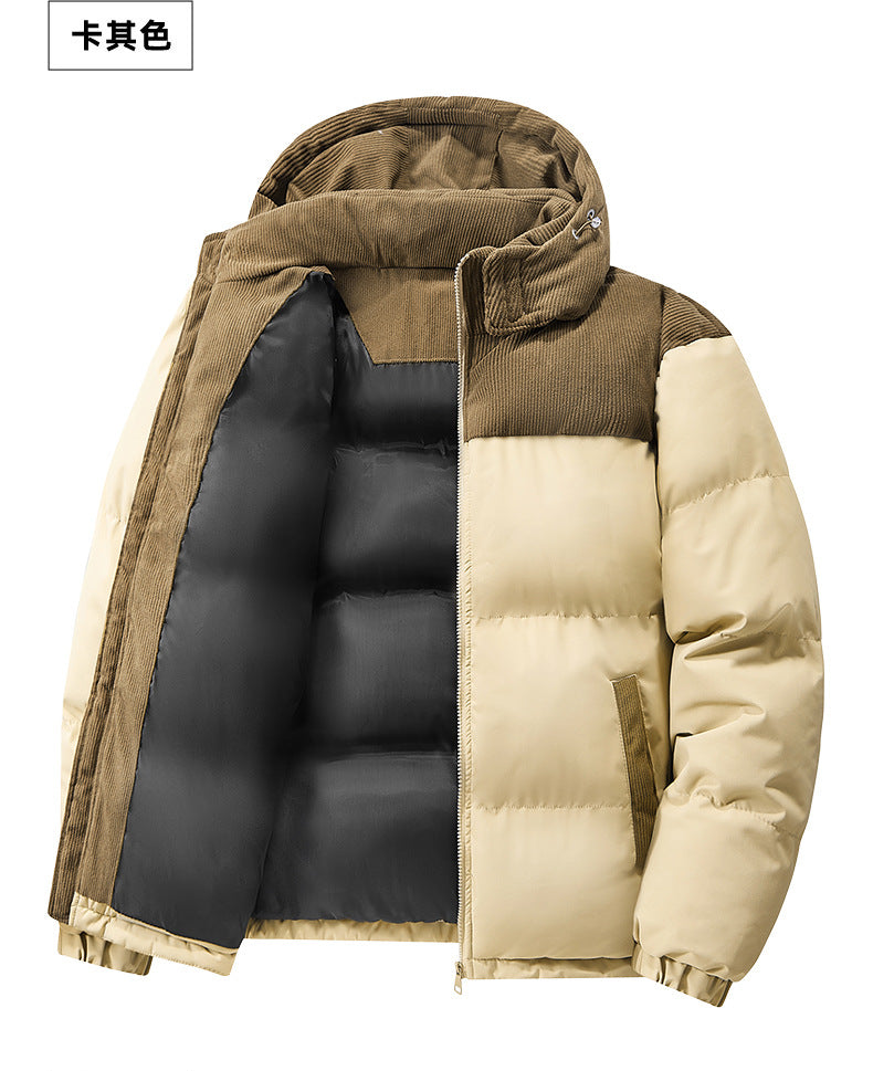 Popular European Size Cross-Border Hooded Cotton Jacket for Men and Women in Winter, Windproof and Velvet Thickened Cotton Jacket for Couples, Thickened High-Quality Cotton