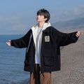 2025 Autumn New Large Size Men's Jackets Fashion Loose Hooded Fake Two-Piece Jackets Trendy Label Tops for Men