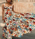 2025 Summer European and American Export New Women's Clothing Wish Amazon Sexy Sleeveless Suspender Long Skirt Printed Dress