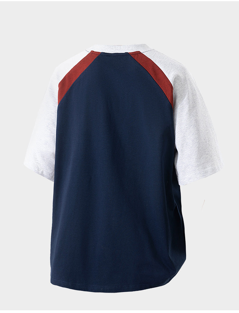 Cross-Border Round Neck T-Shirt Fashionable Young Men's Summer New Three-Quarter Sleeve Round Neck T-Shirt Men's Versatile Loose Work Clothing Style