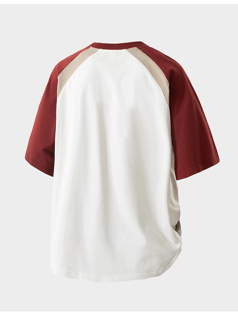 Cross-Border Round Neck T-Shirt Fashionable Young Men's Summer New Three-Quarter Sleeve Round Neck T-Shirt Men's Versatile Loose Work Clothing Style