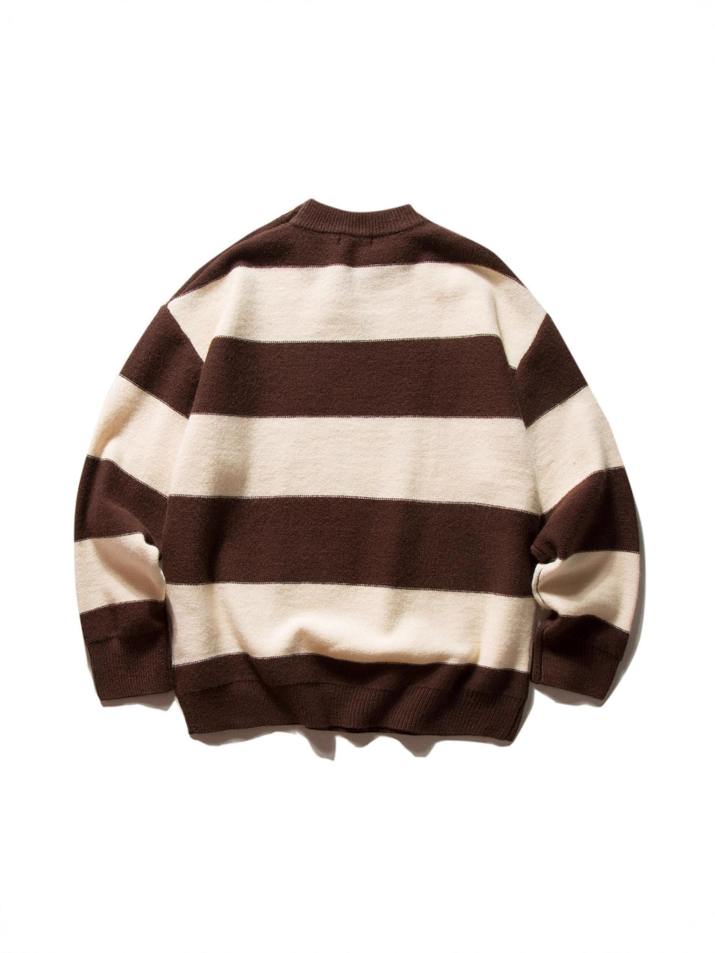 Mr. Song's Cross-Border Japanese Style Trendy Thick Striped Pullover Crew Neck Sweater Retro Color-Blocking Couple Knitwear for Men and Women