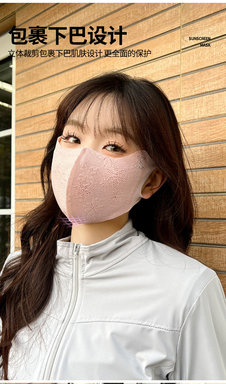 Summer Lace Sunscreen Mask Anti-ultraviolet Ice Silk Stereo Thin Mask High-value Eye-protecting Corner Breathable Sunshade