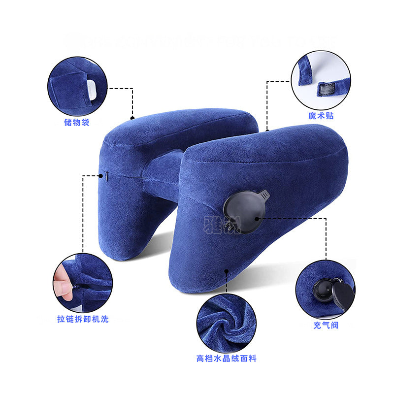 Outdoor Camping In-Stock H-Shaped Inflatable Travel Pillow, Travel Inflatable Neck Pillow, Neck Support Pillow, Portable Pillow for Airplane and High-Speed Rail