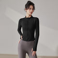 Yoga Tops Women's Slim Fit Fitness Top Zipper Cardigan Training Running Tops Sports Top with Pocket
