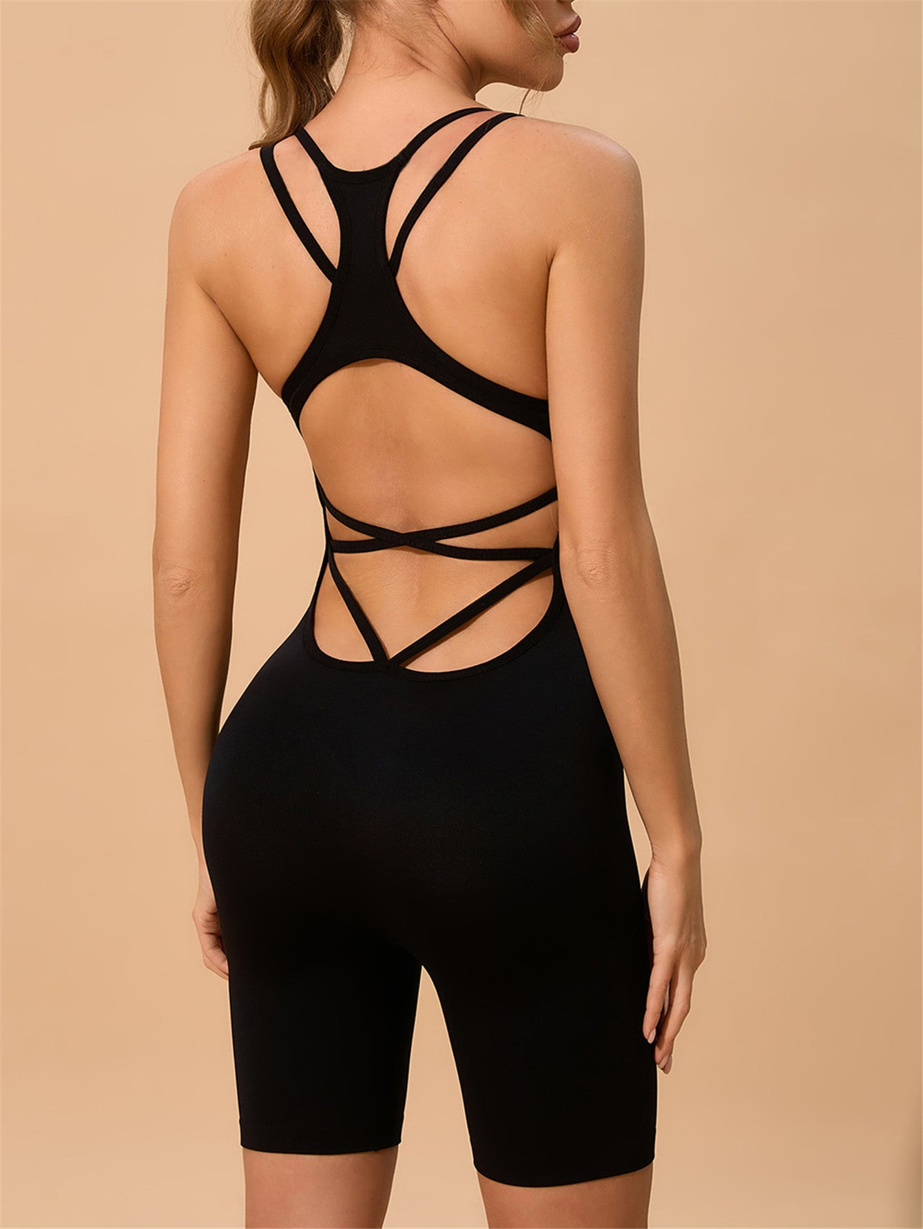 European and American Popular Seamless High-Elastic Tight Yoga Sports Fitness Sexy Suspender Jumpsuit Women's Jumpsuit