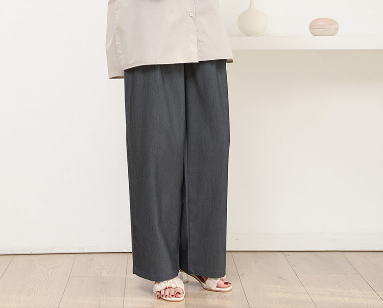 Cross-Border Japanese and Korean Autumn Women's Clothing 3-Color Casual Pants with a High-End Feel, Loose and Simple Casual Versatile Straight-Leg Trousers