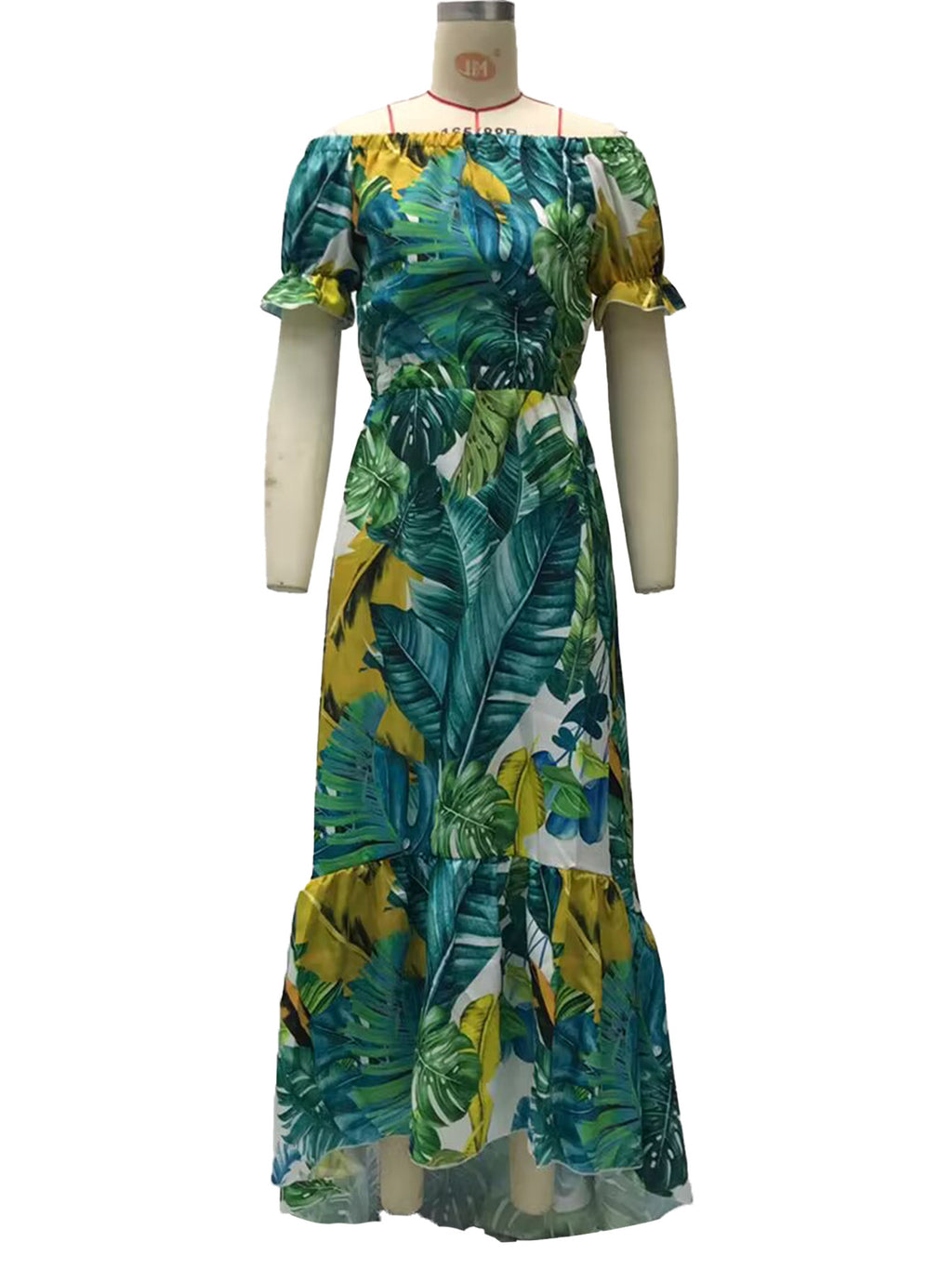 2025 Cross-Border New Spring and Summer European and American Women's Dress Printed One-Shoulder Slimming Look Elegant Commuter Long Skirt