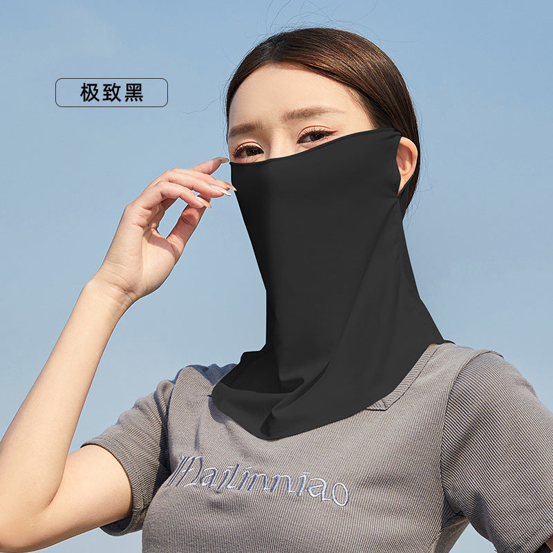 Summer New Breathable Ice Silk Sunscreen Mask Cycling Sunshade Anti-Uv Face Kini Neck Integrated Sunscreen Mask