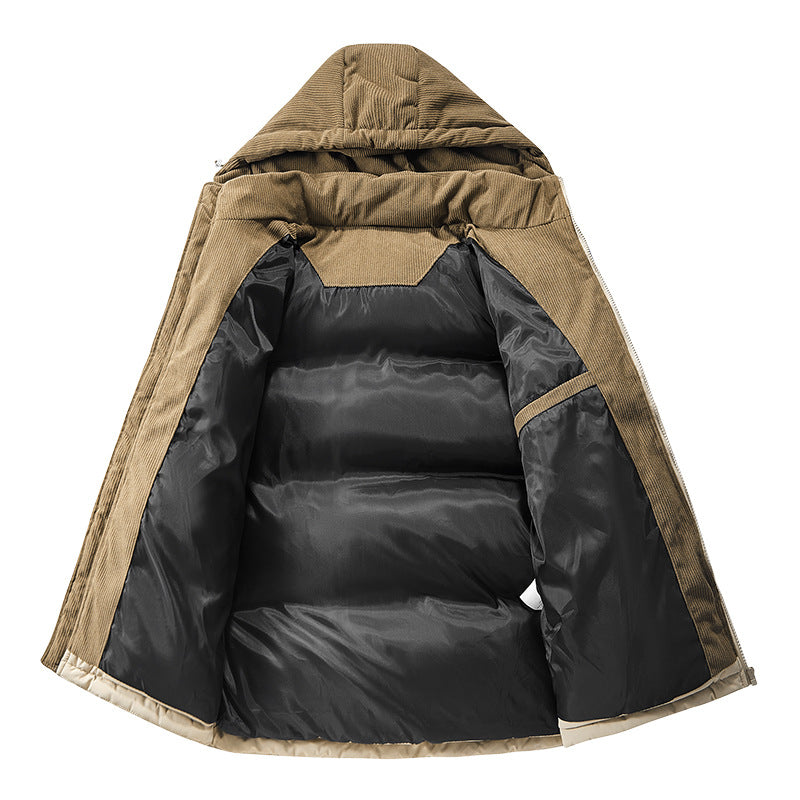 Popular European Size Cross-Border Hooded Cotton Jacket for Men and Women in Winter, Windproof and Velvet Thickened Cotton Jacket for Couples, Thickened High-Quality Cotton