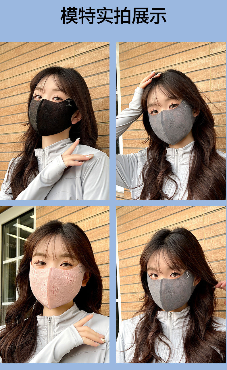 Summer Lace Sunscreen Mask Anti-ultraviolet Ice Silk Stereo Thin Mask High-value Eye-protecting Corner Breathable Sunshade