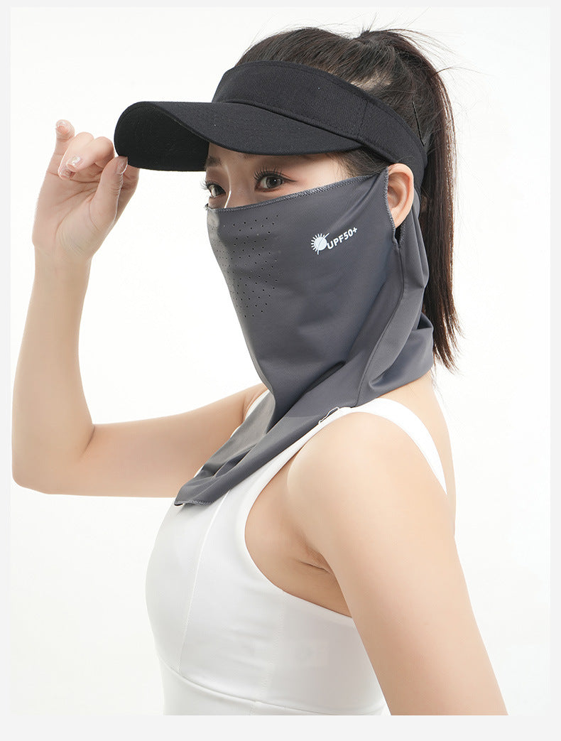 Summer New Breathable Ice Silk Sunscreen Mask Cycling Sunshade Anti-Uv Face Kini Neck Integrated Sunscreen Mask