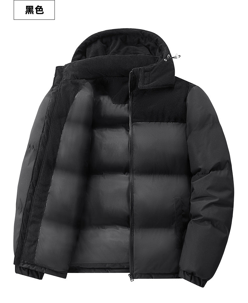 Popular European Size Cross-Border Hooded Cotton Jacket for Men and Women in Winter, Windproof and Velvet Thickened Cotton Jacket for Couples, Thickened High-Quality Cotton