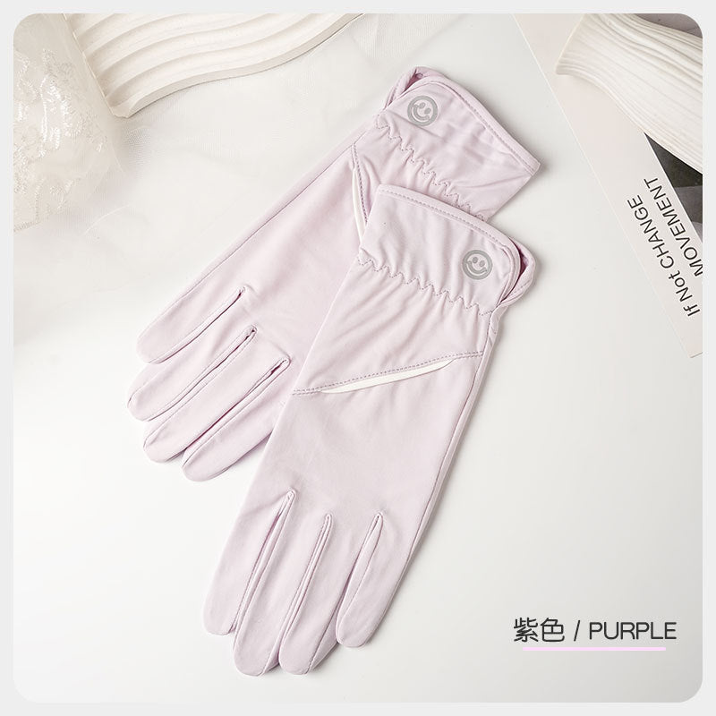 Sun Protection Gloves for Women in Summer Outdoor Sports Cycling Cool Thin Non-Slip Finger Leakage Ice Silk Gloves Anti-Uv F4