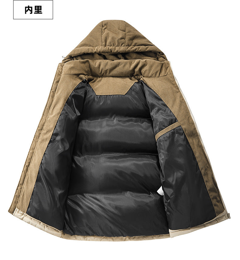Popular European Size Cross-Border Hooded Cotton Jacket for Men and Women in Winter, Windproof and Velvet Thickened Cotton Jacket for Couples, Thickened High-Quality Cotton