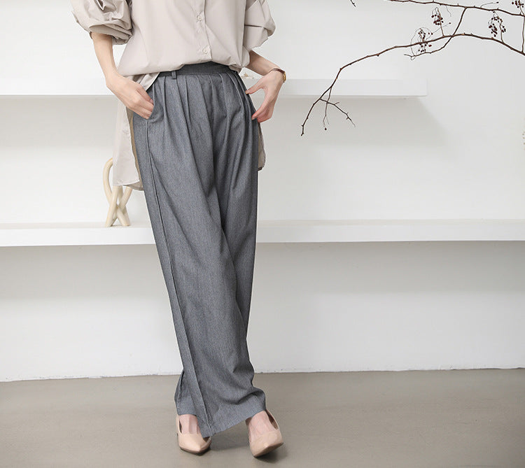 Cross-Border Japanese and Korean Autumn Women's Clothing 3-Color Casual Pants with a High-End Feel, Loose and Simple Casual Versatile Straight-Leg Trousers