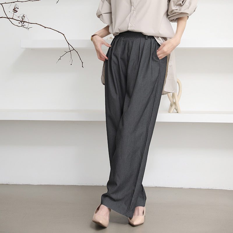 Cross-Border Japanese and Korean Autumn Women's Clothing 3-Color Casual Pants with a High-End Feel, Loose and Simple Casual Versatile Straight-Leg Trousers