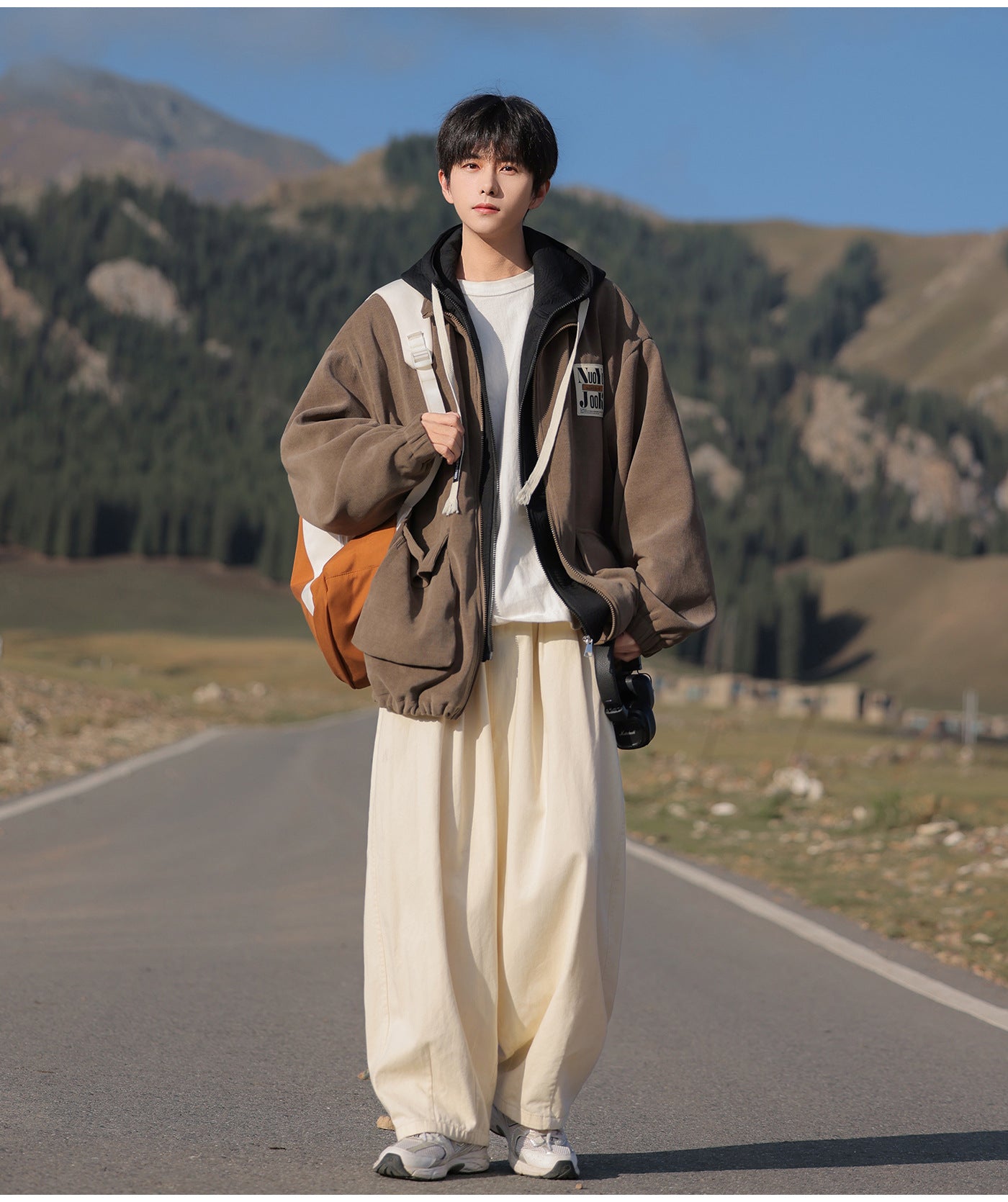 2025 Autumn New Large Size Men's Jackets Fashion Loose Hooded Fake Two-Piece Jackets Trendy Label Tops for Men