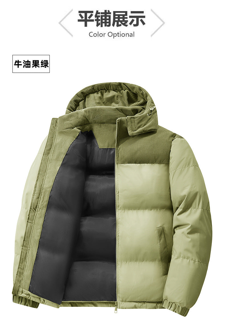 Popular European Size Cross-Border Hooded Cotton Jacket for Men and Women in Winter, Windproof and Velvet Thickened Cotton Jacket for Couples, Thickened High-Quality Cotton
