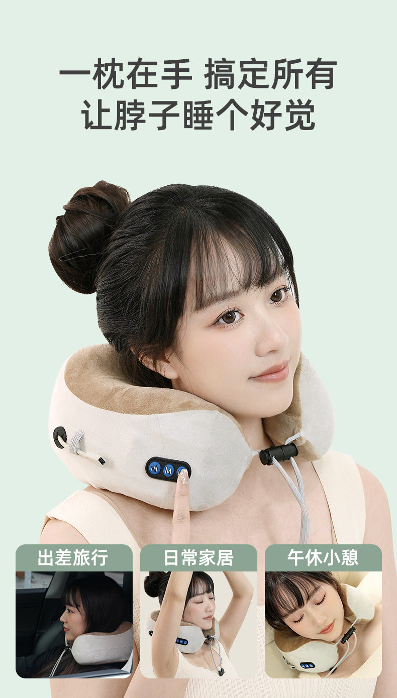Multifunctional U-Shaped Pillow Memory Foam Portable Car Travel Electric Neck Cervical Spine Massager U-Shaped Massage Pillow
