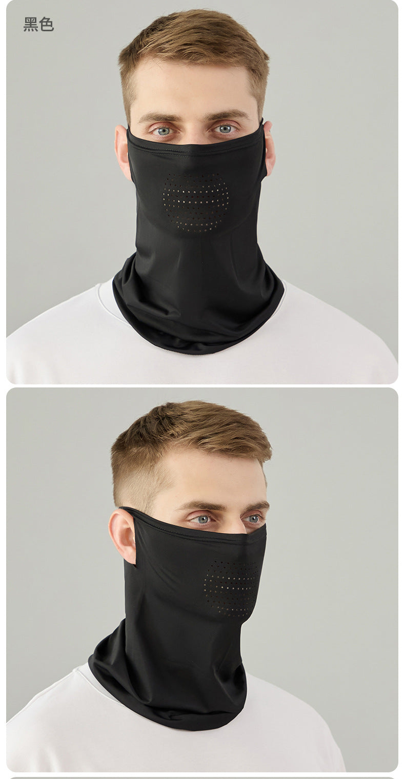 Summer Riding Sunscreen Mask Outdoor Sports Thin Breathable Ice Silk Scarf Ear Hanging Neck Cover Breathable Quick-drying Face Towel