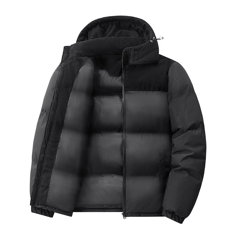 Popular European Size Cross-Border Hooded Cotton Jacket for Men and Women in Winter, Windproof and Velvet Thickened Cotton Jacket for Couples, Thickened High-Quality Cotton