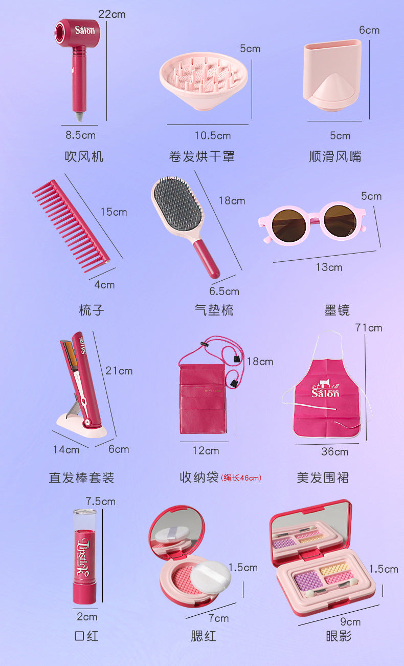 Children's Barber Toy Set Play House Girls Birthday Gift Hair Salon Dressing Toy