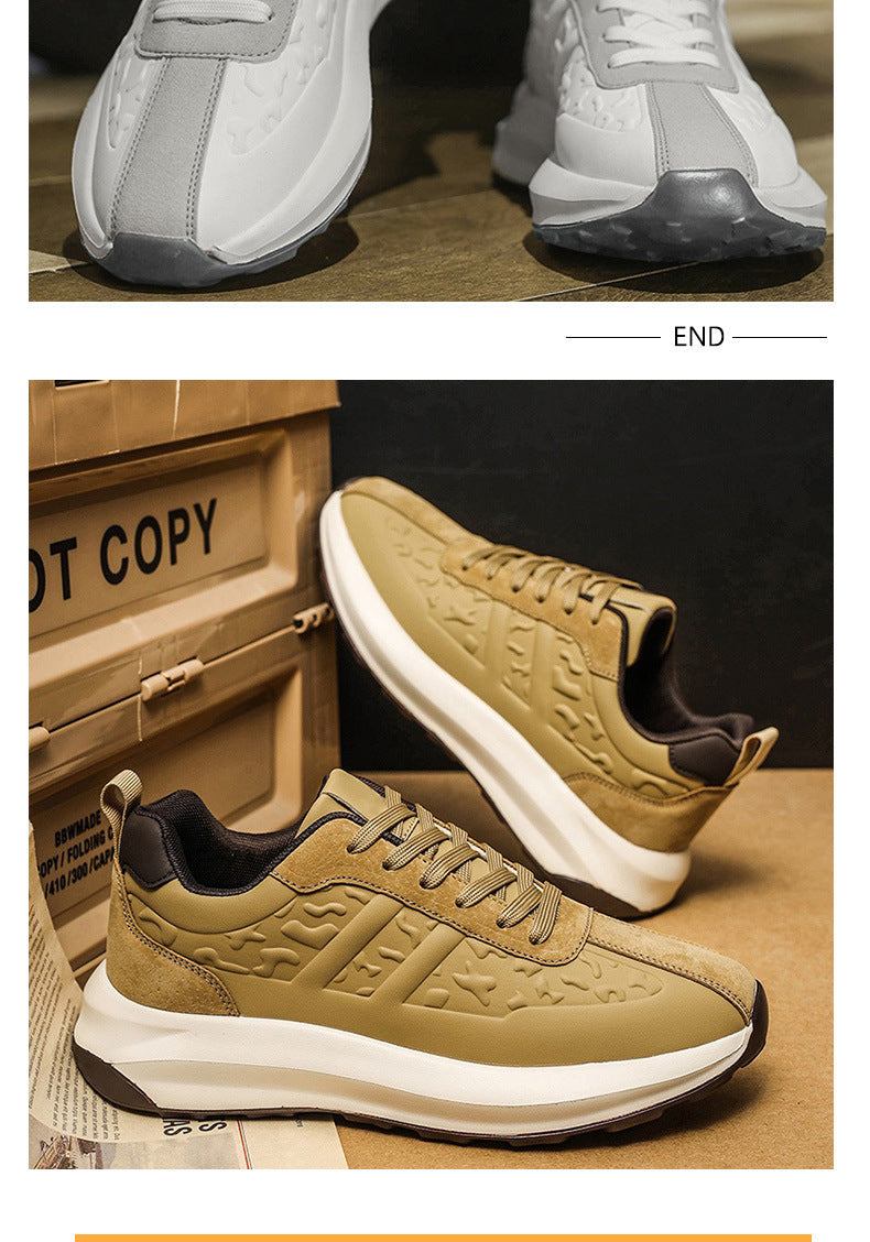 Men's Shoes Cross-Border New Leather Trendy Shoes Men's Fashion Casual Outdoor Running Shoes Men's Sports Shoes Dad Shoes