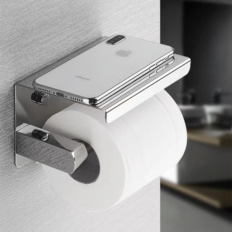 Stainless Steel Paper Towel Holder Without Punching Bathroom Toilet Paper Shelf Storage Rack Toilet Paper Towel Box Roll Paper Holder