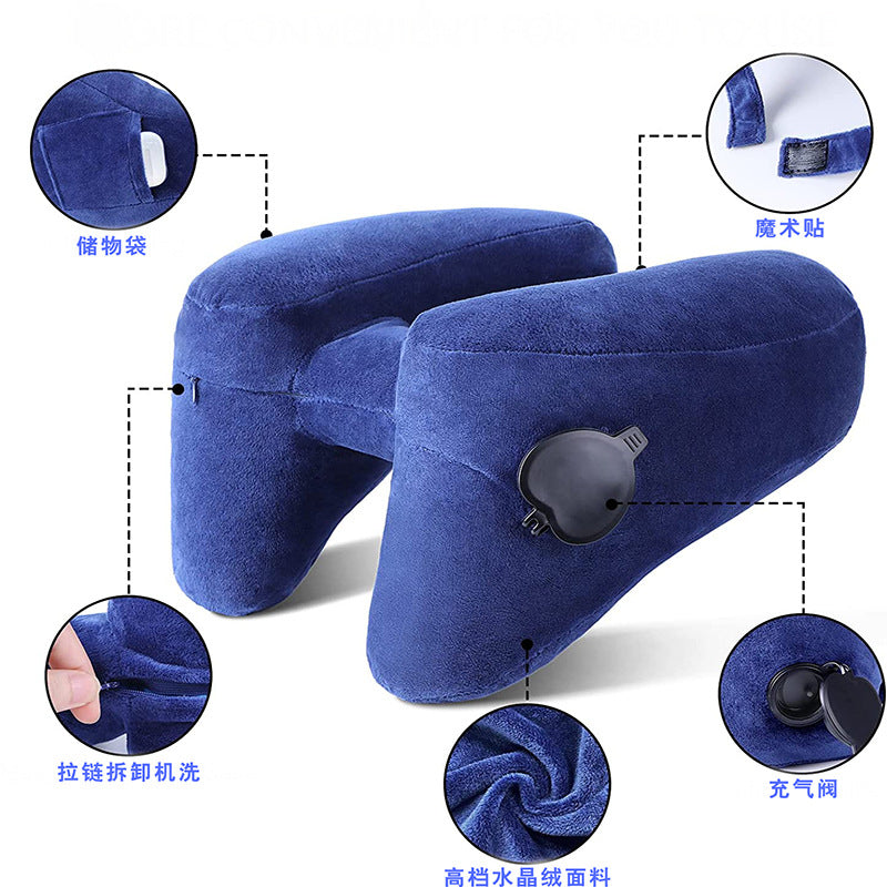 Outdoor Camping In-Stock H-Shaped Inflatable Travel Pillow, Travel Inflatable Neck Pillow, Neck Support Pillow, Portable Pillow for Airplane and High-Speed Rail