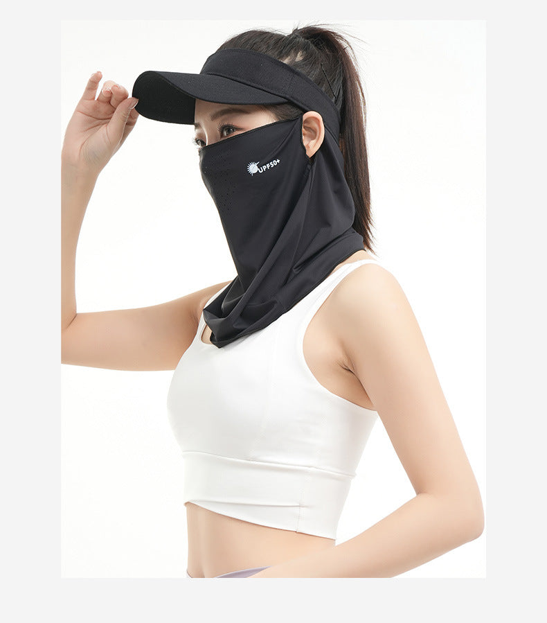 Summer New Breathable Ice Silk Sunscreen Mask Cycling Sunshade Anti-Uv Face Kini Neck Integrated Sunscreen Mask