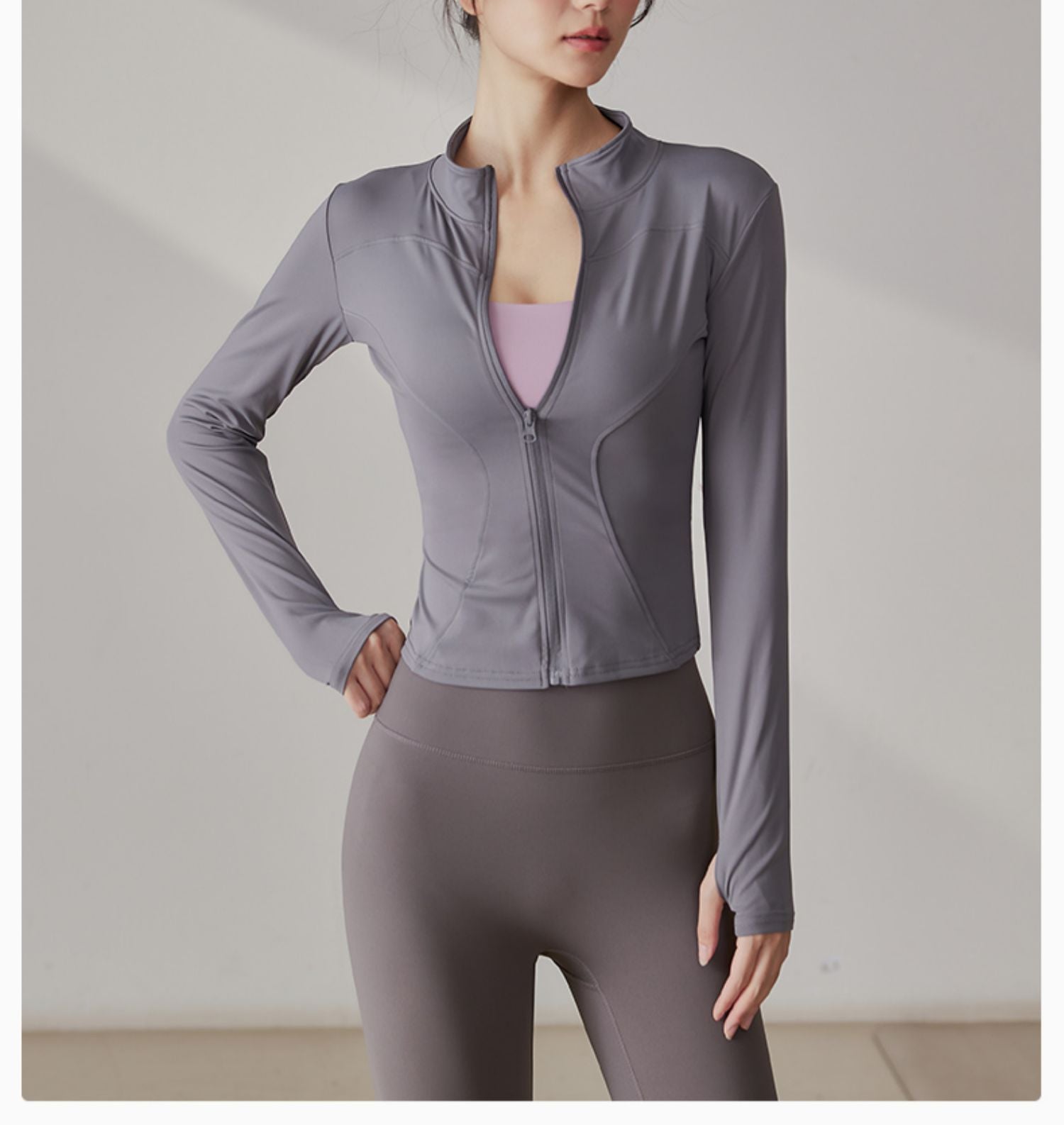 Yoga Tops Women's Slim Fit Fitness Top Zipper Cardigan Training Running Tops Sports Top with Pocket