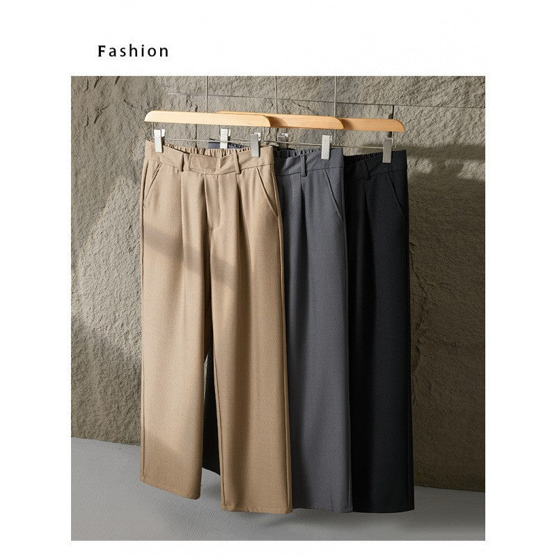 2025 New Loose Straight Casual Pants for Men Korean Style Trendy Versatile Thin Drape Wide-Leg Floor-Length Trousers