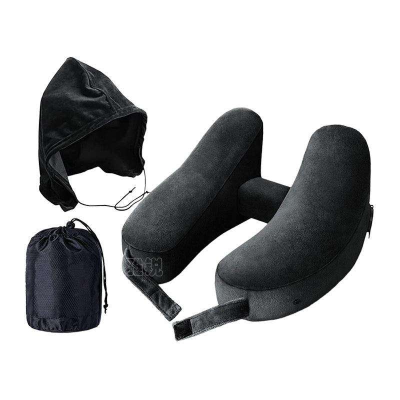 Outdoor Camping In-Stock H-Shaped Inflatable Travel Pillow, Travel Inflatable Neck Pillow, Neck Support Pillow, Portable Pillow for Airplane and High-Speed Rail