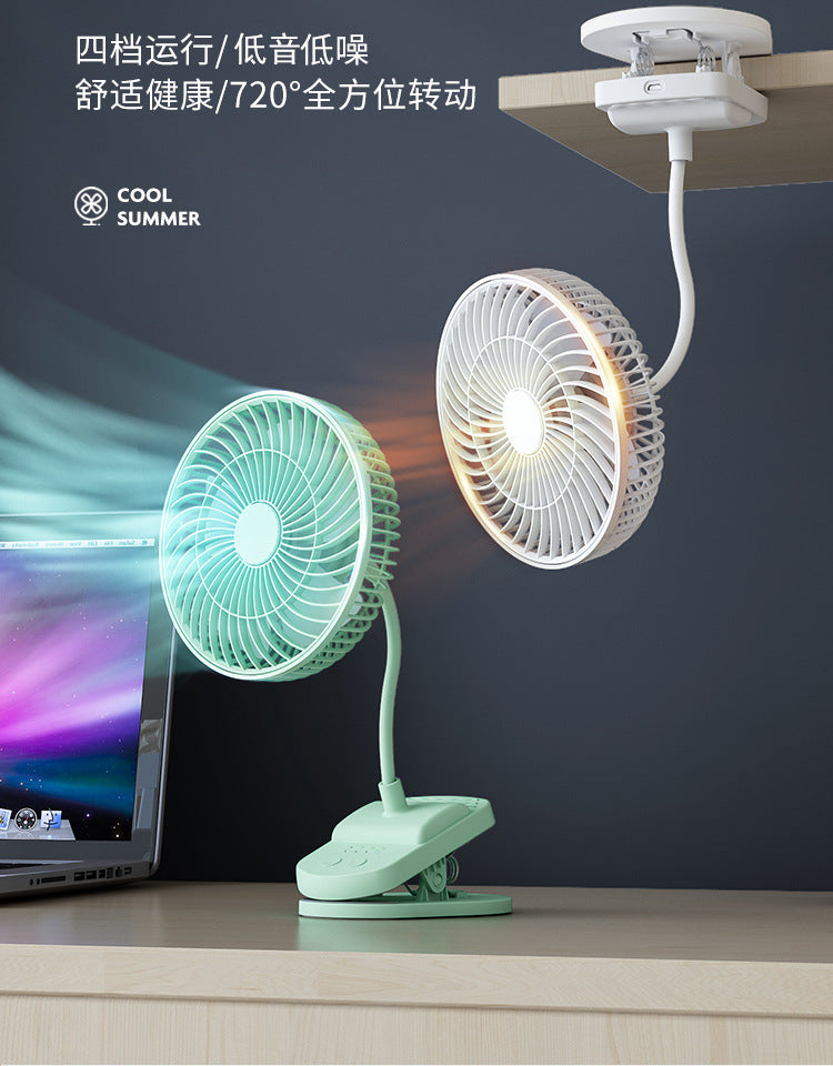 Factory wholesale New USB small fan adjustable speed timing office desktop fan dormitory clip fan one-piece delivery