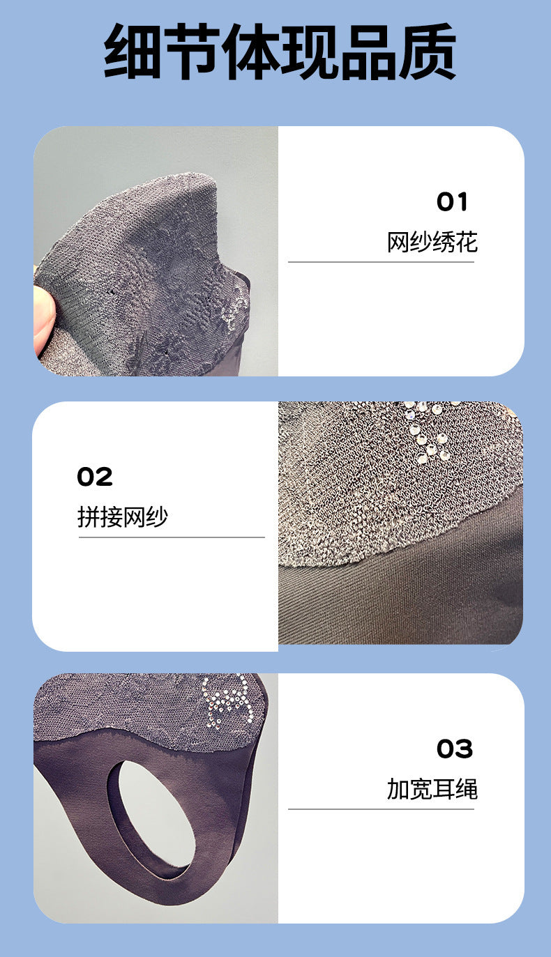 Summer Lace Sunscreen Mask Anti-ultraviolet Ice Silk Stereo Thin Mask High-value Eye-protecting Corner Breathable Sunshade