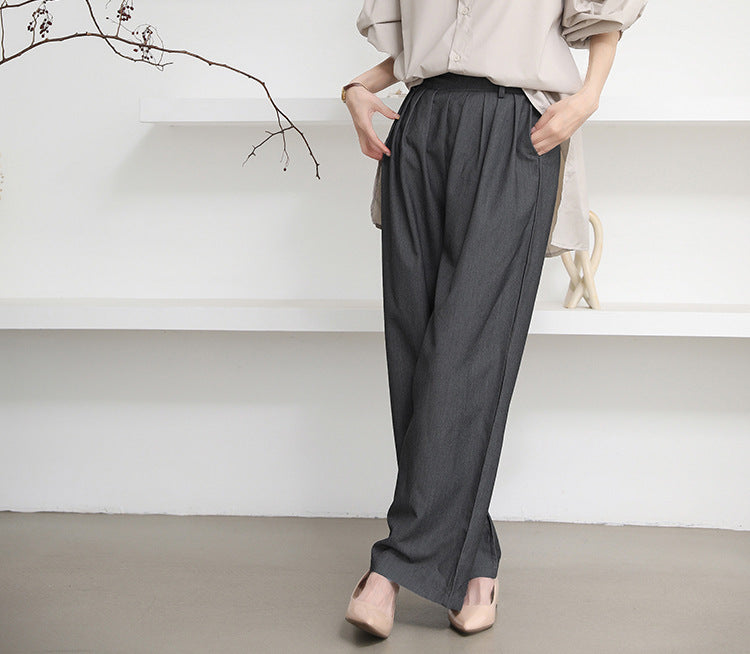 Cross-Border Japanese and Korean Autumn Women's Clothing 3-Color Casual Pants with a High-End Feel, Loose and Simple Casual Versatile Straight-Leg Trousers
