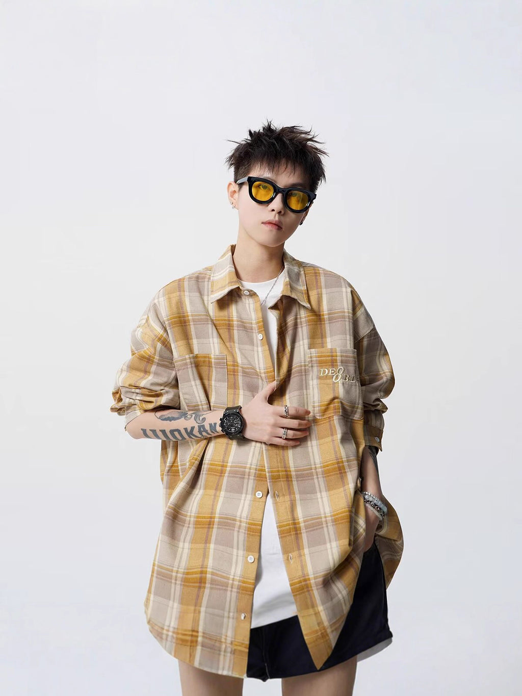 Spring and Autum Cotton Large Size Men's Long-Sleeved Plaid Shirt Men's Trendy American Retro Loose Casual Shirt Jacket