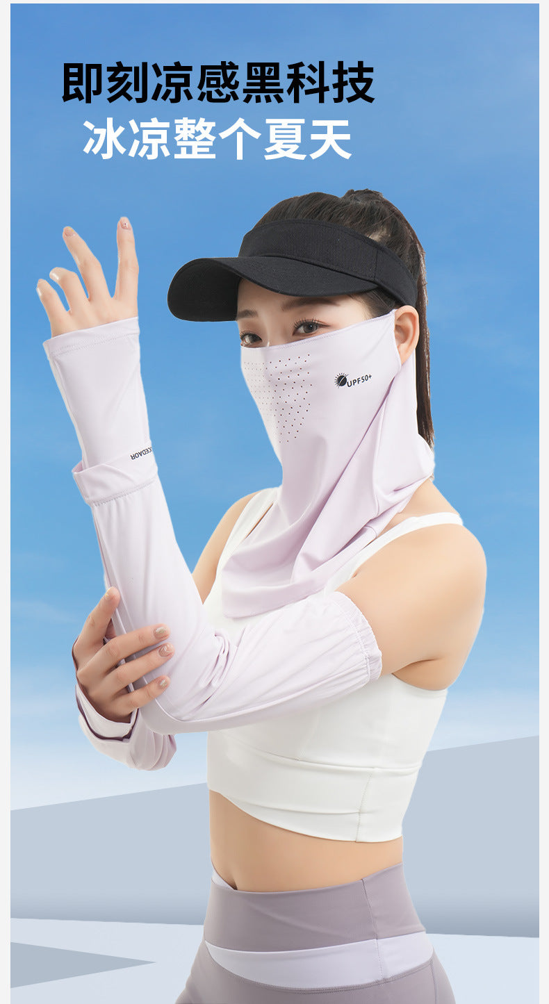 Summer New Breathable Ice Silk Sunscreen Mask Cycling Sunshade Anti-Uv Face Kini Neck Integrated Sunscreen Mask